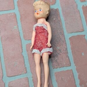 Vintage Rubber Doll in Red Lace Slip